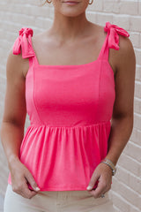 Genevieve Tie Shoulder Babydoll Tank