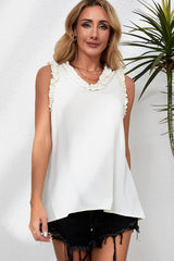 Ella Trim V-Neck Textured Tank