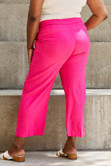 Scarlett Full Size Pleated Detail Linen Pants in Hot Pink