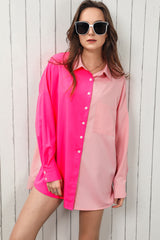 Soleil Color Block Collared Longline Shirt