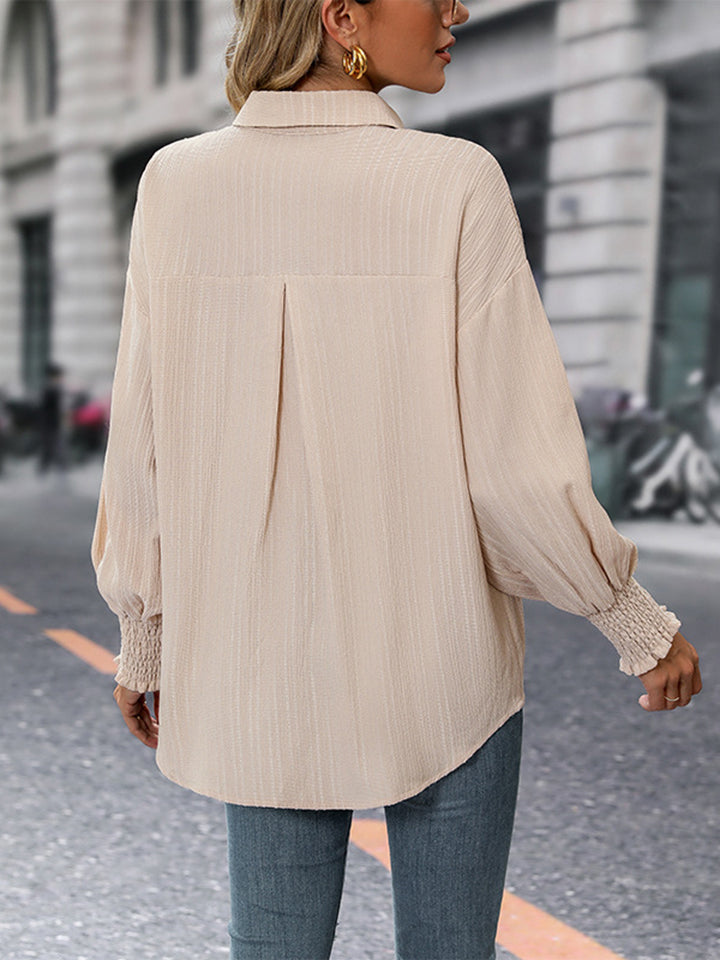 Jolene Collared Neck Long Sleeve Button-Up Blouse