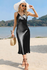 Zendaya Spaghetti Strap Satin Midi Dress