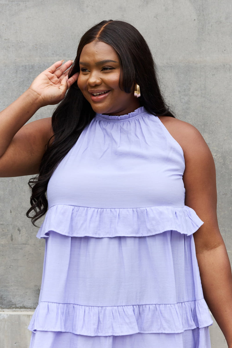 Mabel Full Size Relaxed Baby Doll Halter Dress