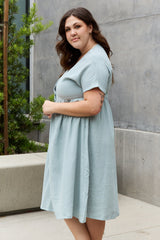 Keira Full Size Button Down Midi Dress