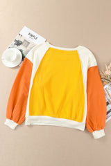 Yasmin Round Neck Dropped Shoulder Color Block Sweatshirt