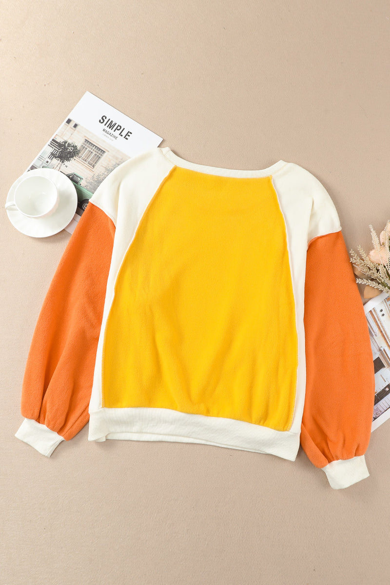 Yasmin Round Neck Dropped Shoulder Color Block Sweatshirt