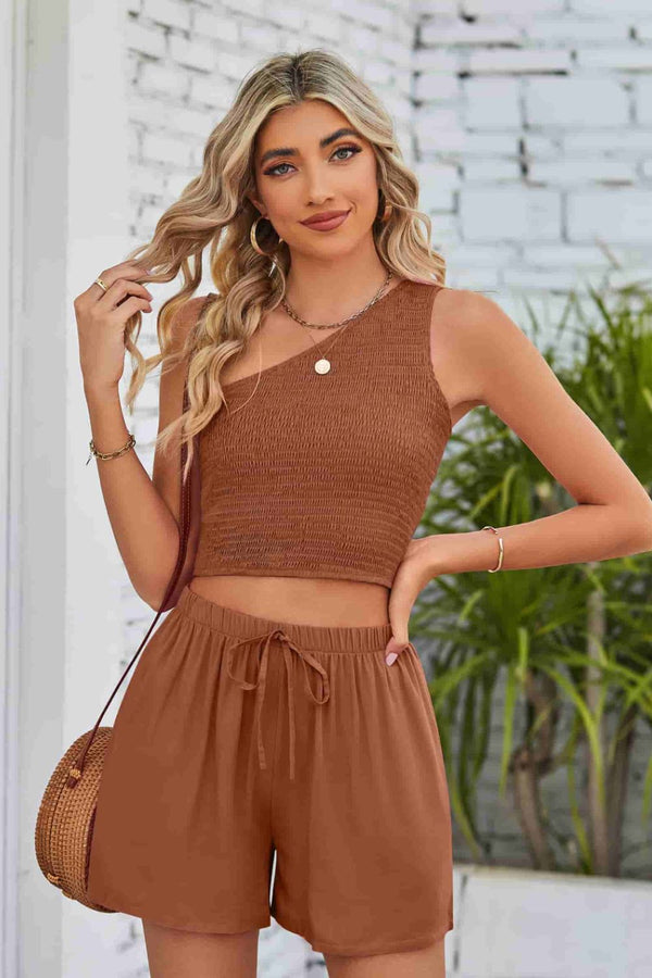 Halle One-Shoulder Sleeveless Top and Shorts Set