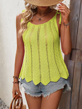 Persephone Openwork Scoop Neck Sleeveless Tank