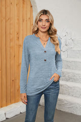 Ila Notched Neck Long Sleeve T-Shirt