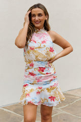Azalea Full Size Floral Print Halter Woven Dress