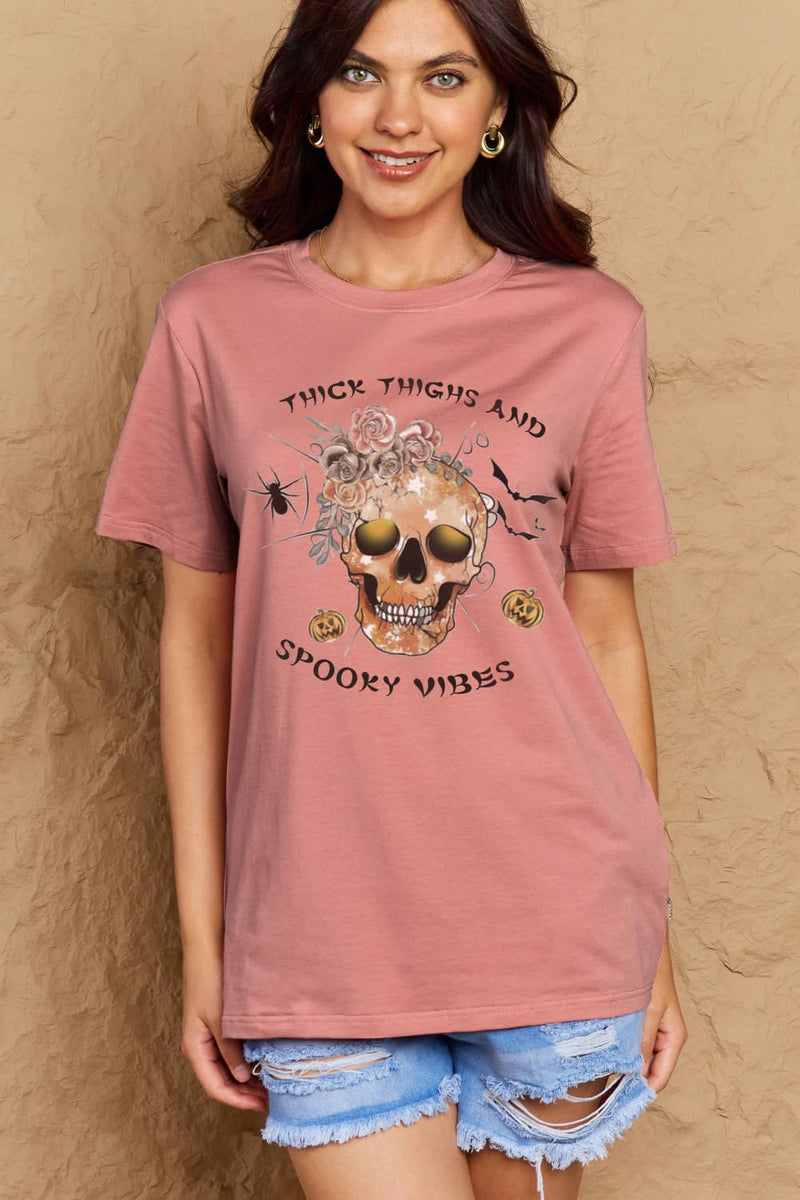 Adrianna Full Size THICK THIGHS AND SPOOKY VIBES Graphic Cotton T-Shirt