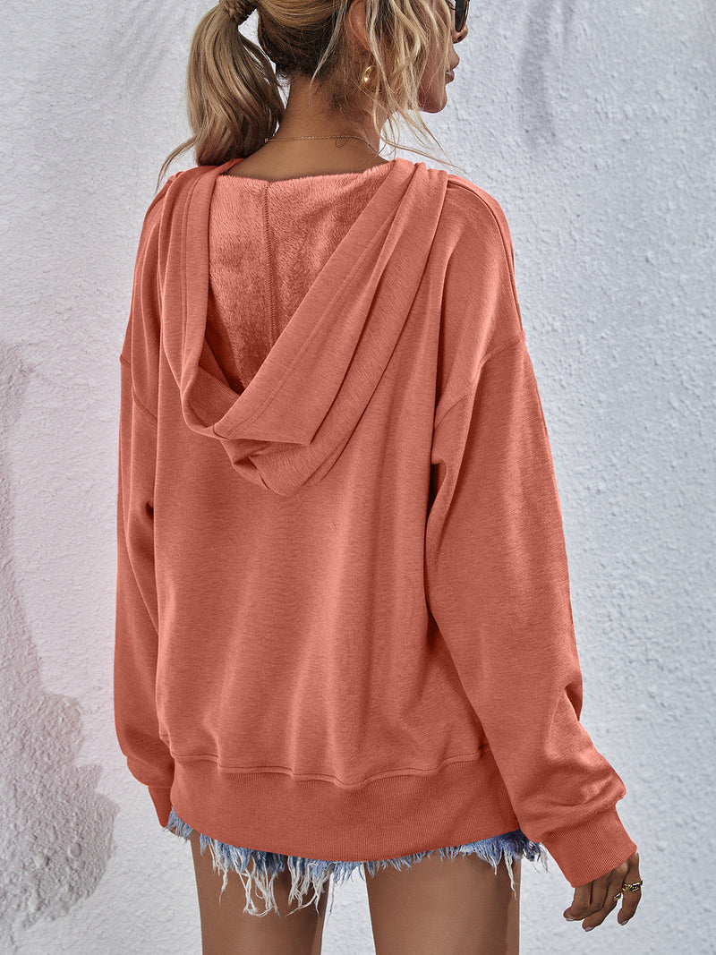 Viola Dropped Shoulder Slit Hoodie
