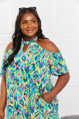Cleo Full Size Perfect Paradise Printed Cold-Shoulder Dress