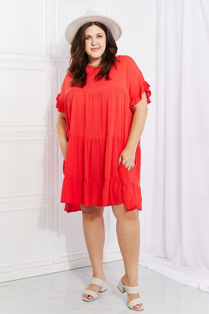 Tessa Full Size Tulip Fields Tiered Midi Dress