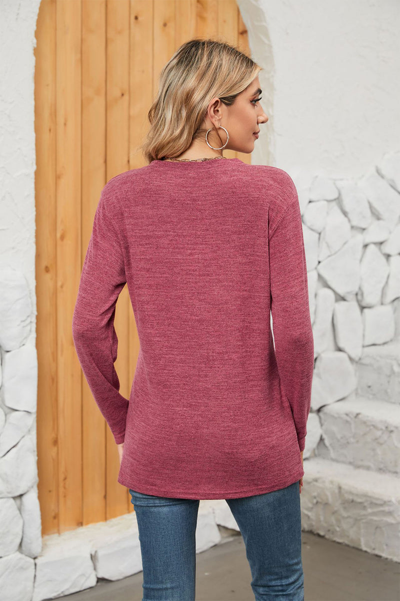 Ila Notched Neck Long Sleeve T-Shirt