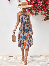 Tiana Printed Strapless Tie Belt Dress