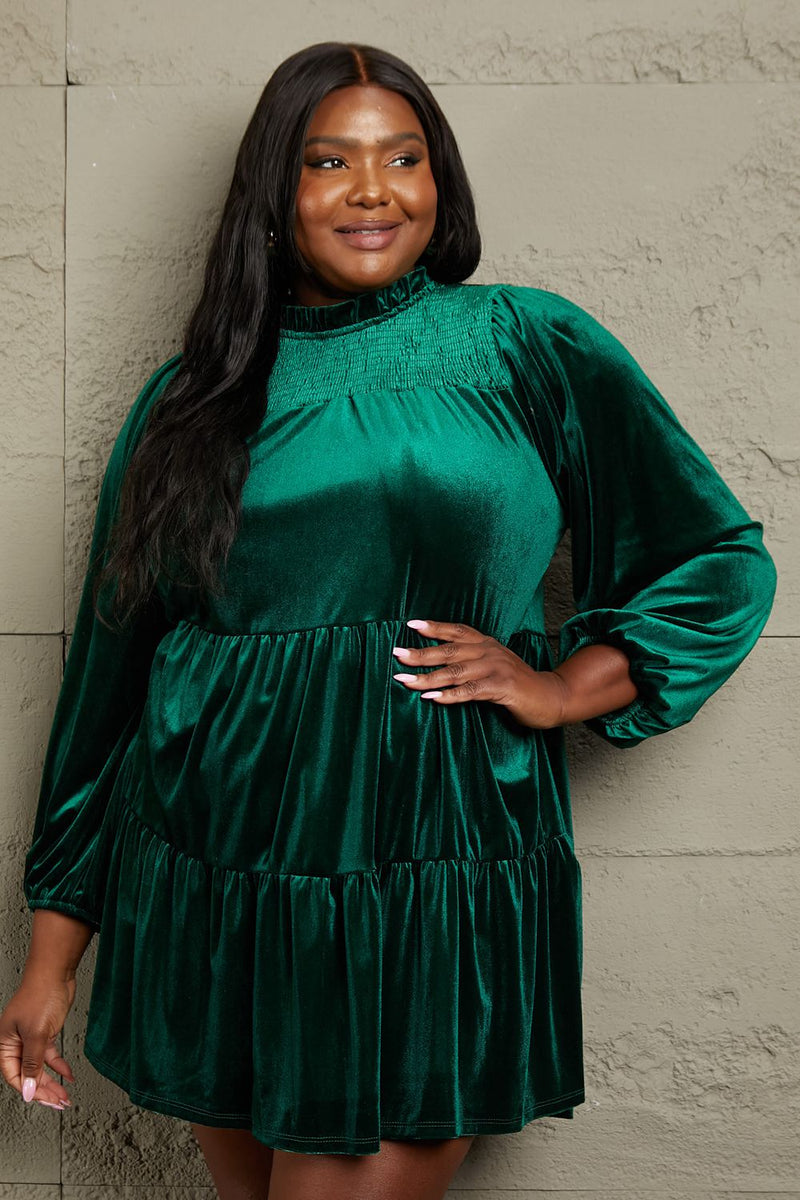 Ariella Full Size Velvet Tiered Dress