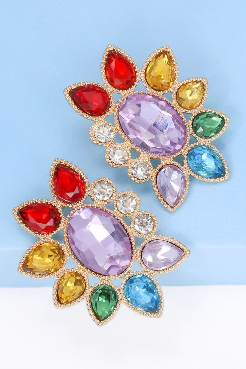 Camila Geometrical Shape Glass Stone Dangle Earrings