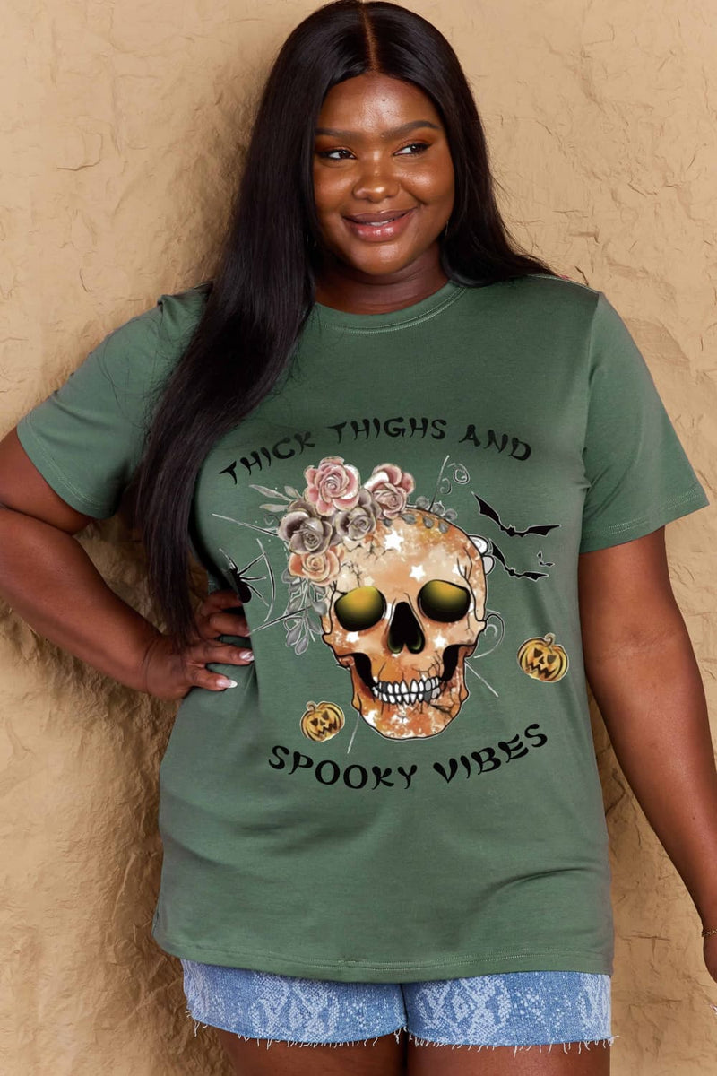 Adrianna Full Size THICK THIGHS AND SPOOKY VIBES Graphic Cotton T-Shirt