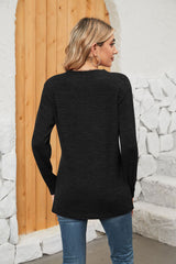 Ila Notched Neck Long Sleeve T-Shirt
