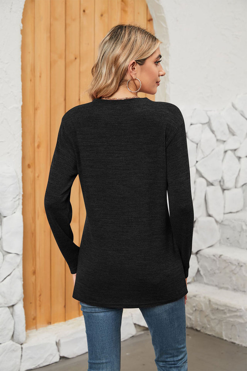 Ila Notched Neck Long Sleeve T-Shirt
