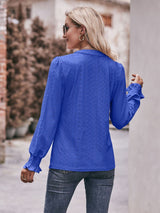Sylvie Notched Neck Flounce Sleeve Blouse