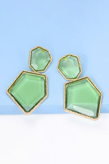 Luisa Geometrical Shape Zinc Alloy Frame Resin Dangle Earrings