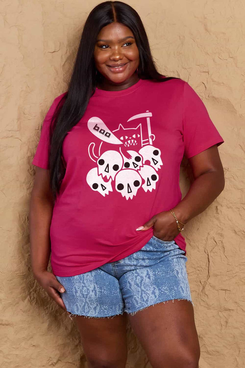 Priscilla Full Size Graphic BOO Cotton T-Shirt