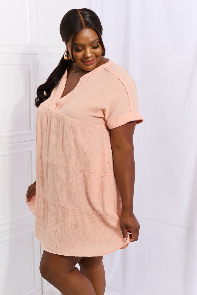 Aria Full Size Gauze Tiered Ruffle Mini Dress
