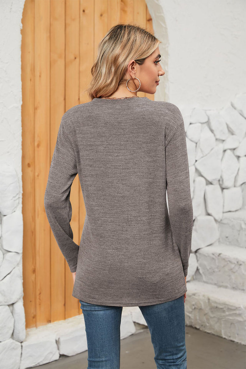 Ila Notched Neck Long Sleeve T-Shirt