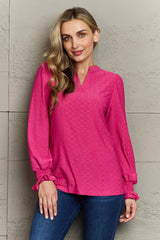 Sylvie Notched Neck Flounce Sleeve Blouse