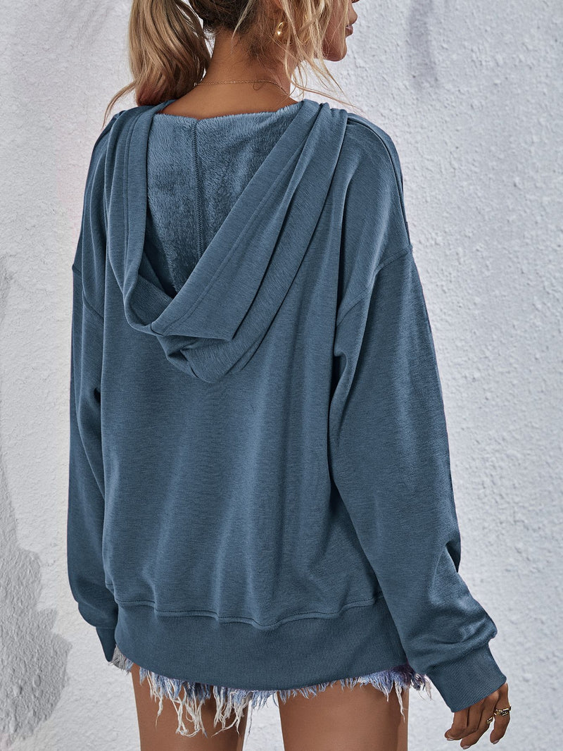 Viola Dropped Shoulder Slit Hoodie