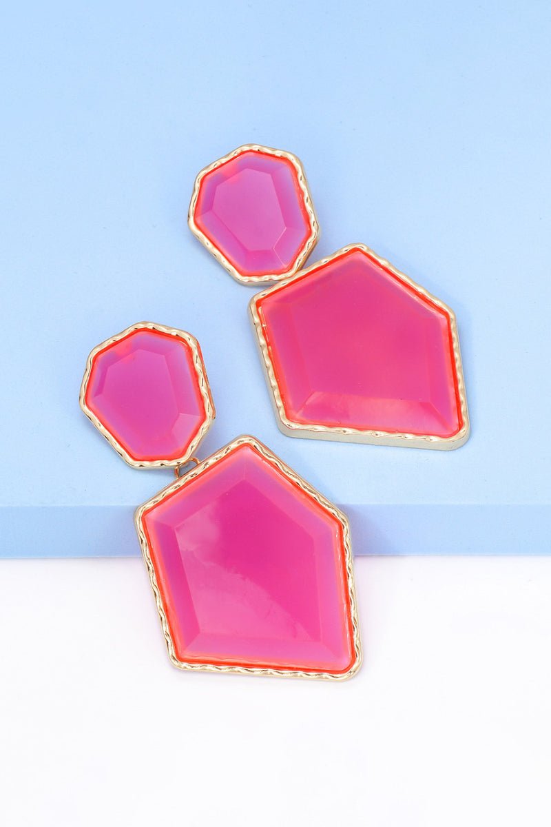 Luisa Geometrical Shape Zinc Alloy Frame Resin Dangle Earrings