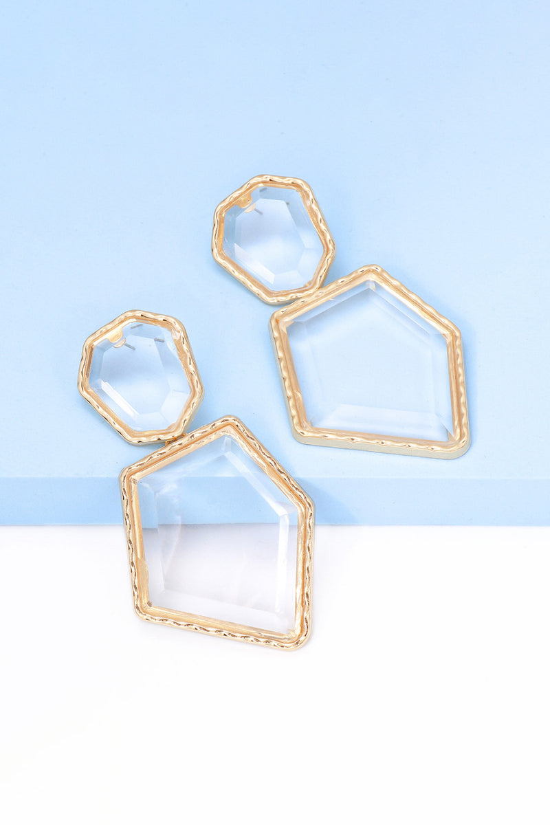 Luisa Geometrical Shape Zinc Alloy Frame Resin Dangle Earrings