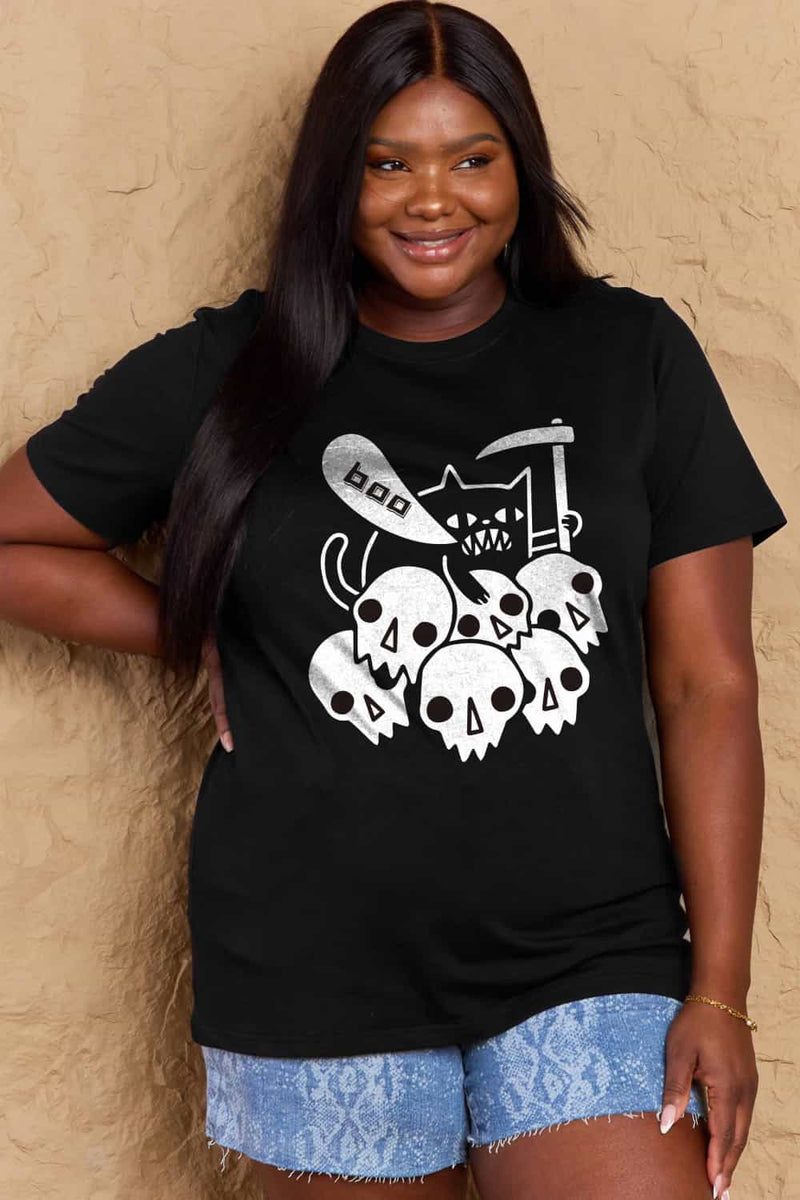 Priscilla Full Size Graphic BOO Cotton T-Shirt