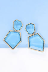 Luisa Geometrical Shape Zinc Alloy Frame Resin Dangle Earrings