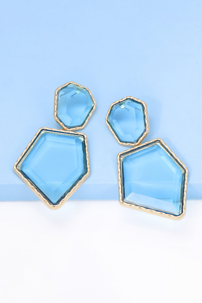 Luisa Geometrical Shape Zinc Alloy Frame Resin Dangle Earrings