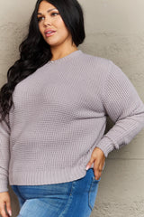 Ashlyn Plus Size High Low Waffle Knit Sweater