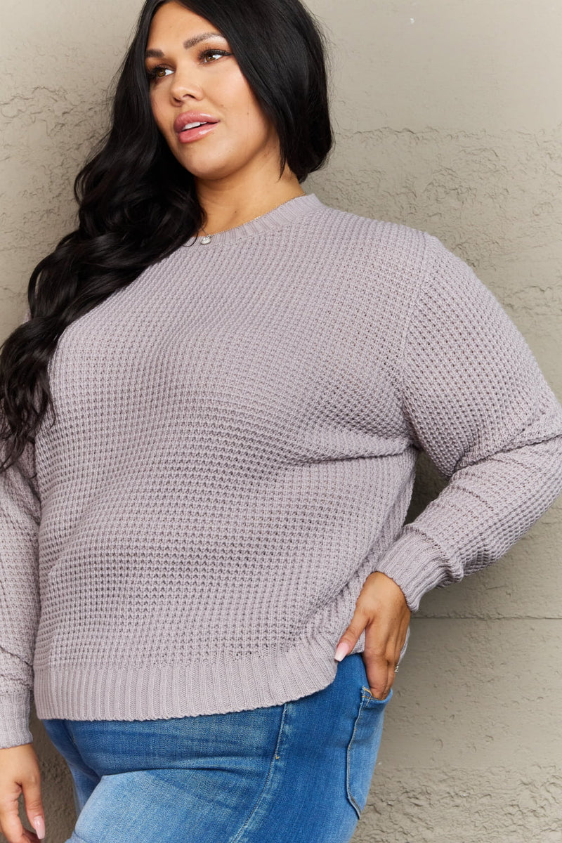 Ashlyn Plus Size High Low Waffle Knit Sweater