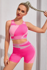 Macie Color Block Sports Bra and Shorts Set