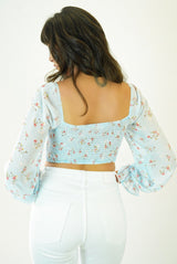 Marissa Floral Blue-Corset Top