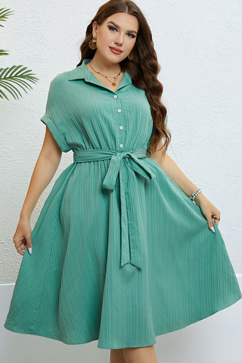 Marlee Buttoned Tie-Waist Shirt Dress