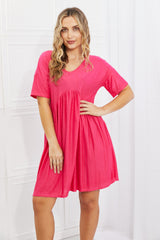Veronica Swiss Dot Casual Dress in Fuchsia