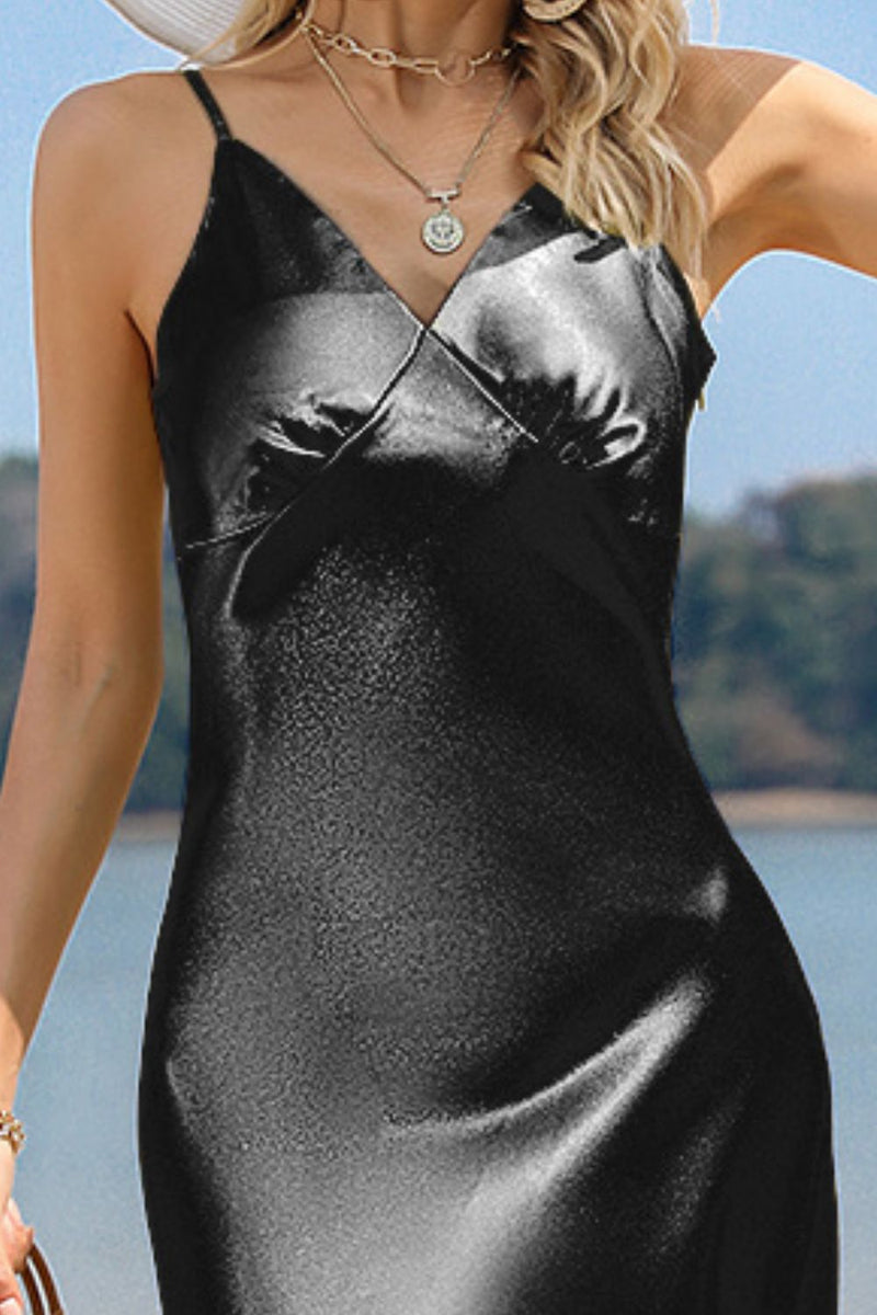 Zendaya Spaghetti Strap Satin Midi Dress