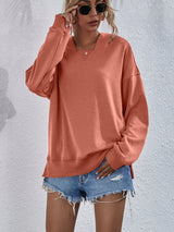 Viola Dropped Shoulder Slit Hoodie