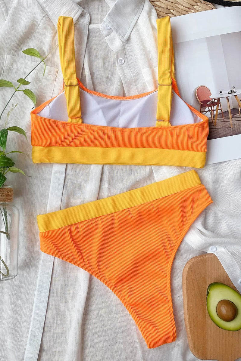 Leona Color Block Scoop Neck Bikini Set
