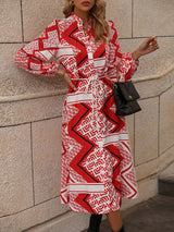 Giselle Printed Long Sleeve Midi Dress