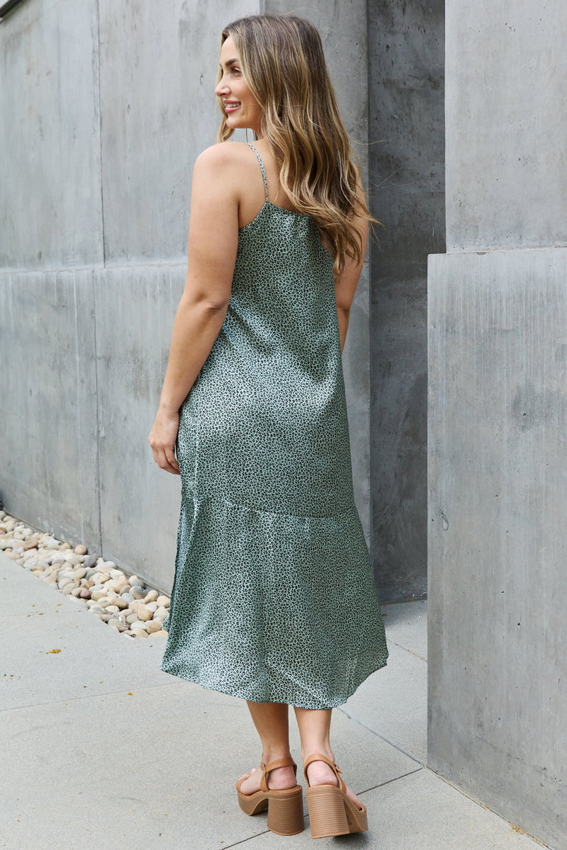 Ariana Full Size Satin Midi Slit Dress