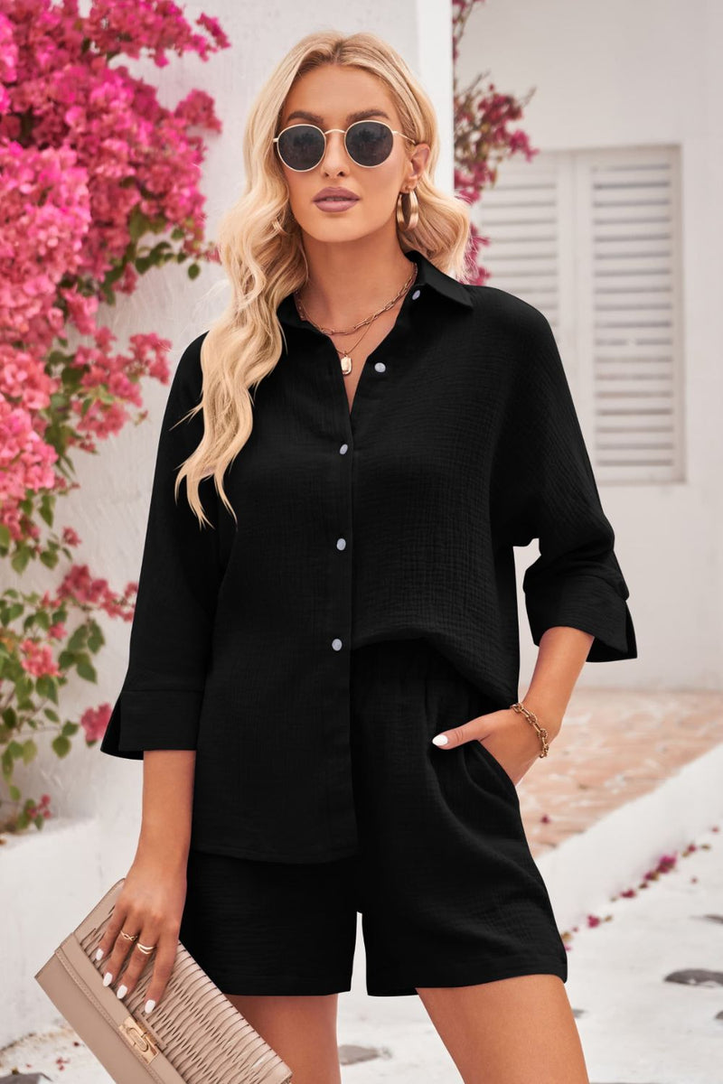 Linda Shirt and Elastic Waist Short with Pockets