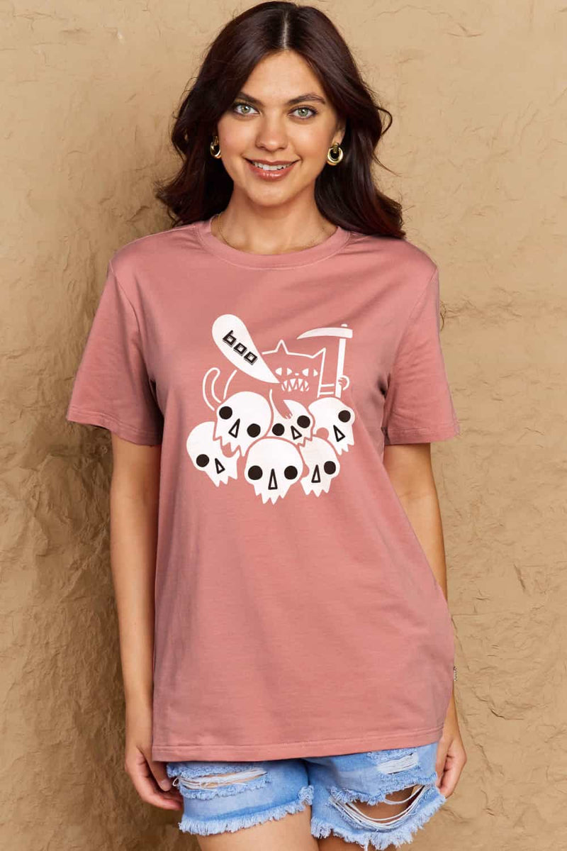 Priscilla Full Size Graphic BOO Cotton T-Shirt